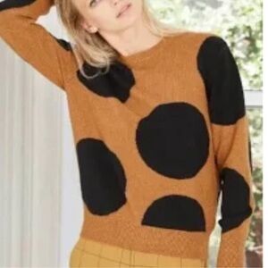 Who What Wear Brown and Black Large Polka Dot Sweater XXL